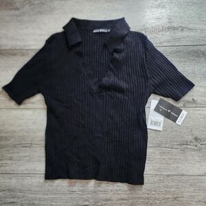 NWT soft vneck black soft sleeve xl top,coquette and romantic